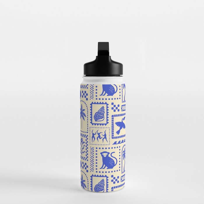 Vintage summer nature patchwork art pattern Water Bottle Gallery Image 3