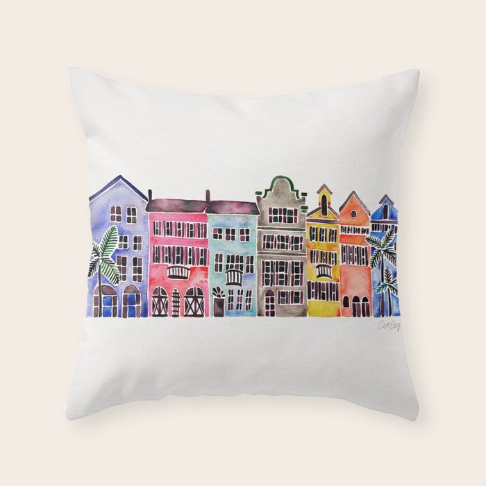 Rainbow Row - Charleston Throw Pillow Gallery Image 6