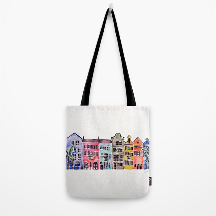 Rainbow Row - Charleston Tote Bag Gallery Image 2