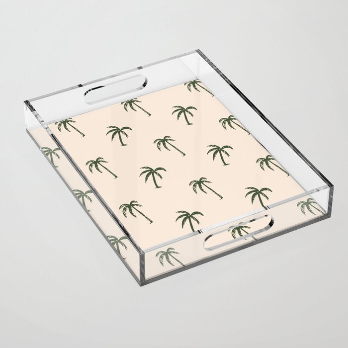 Vintage palm tree beach doodle pattern Acrylic Tray Gallery Image 1