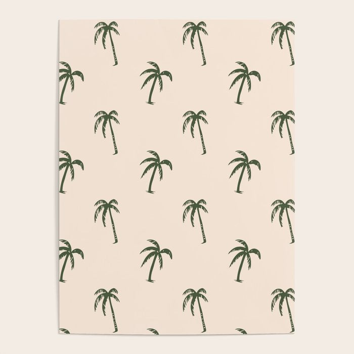 Vintage palm tree beach doodle pattern Poster Gallery Image 1