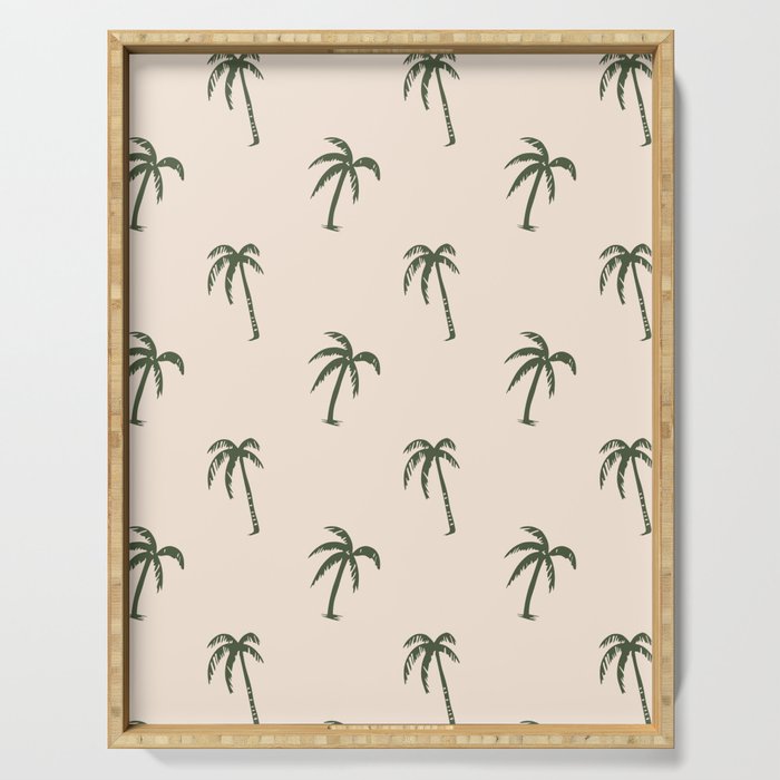 Vintage palm tree beach doodle pattern Serving Tray Gallery Image 1