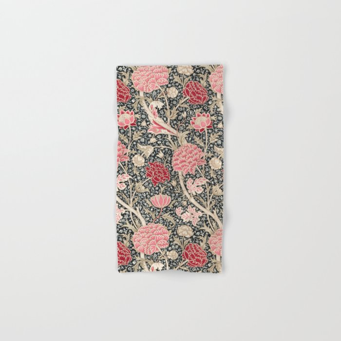Vintage William Morris Cray Pink Floral Bath Towel Gallery Image 1