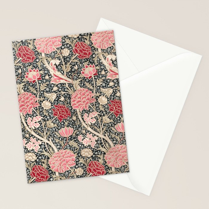 Vintage William Morris Cray Pink Floral Stationery Card Gallery Image 2