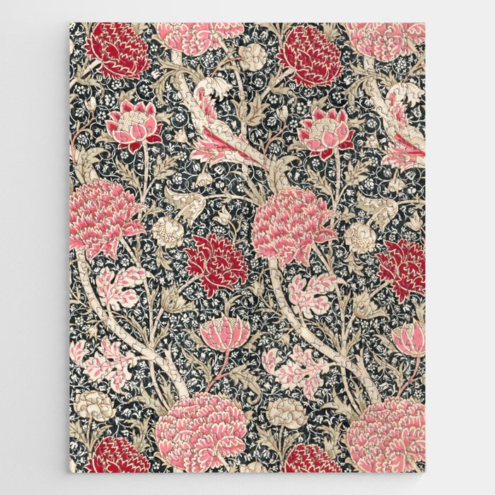 Vintage William Morris Cray Pink Floral Jigsaw Puzzle Gallery Image 1