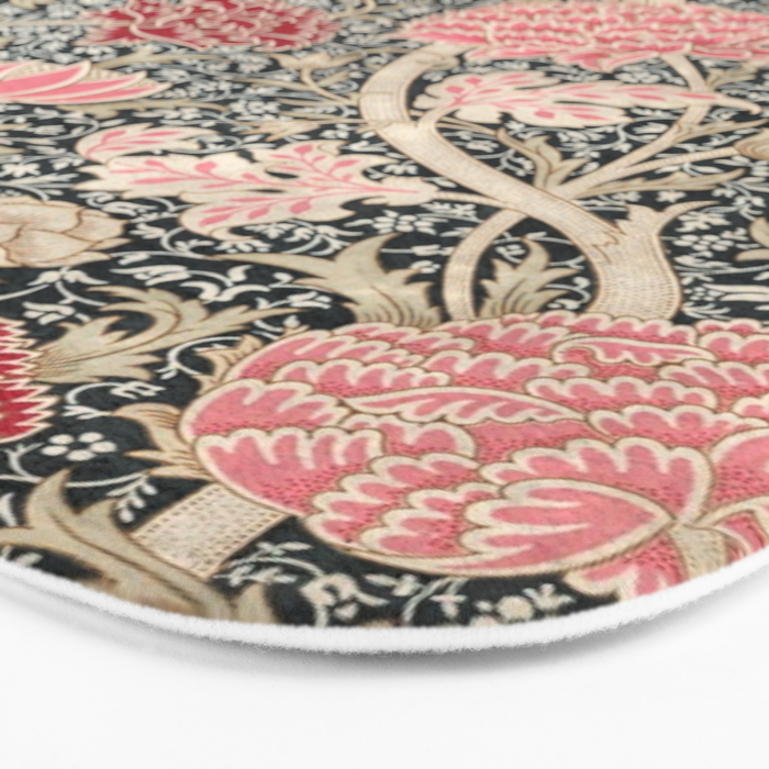 Vintage William Morris Cray Pink Floral Bath Mat Gallery Image 3