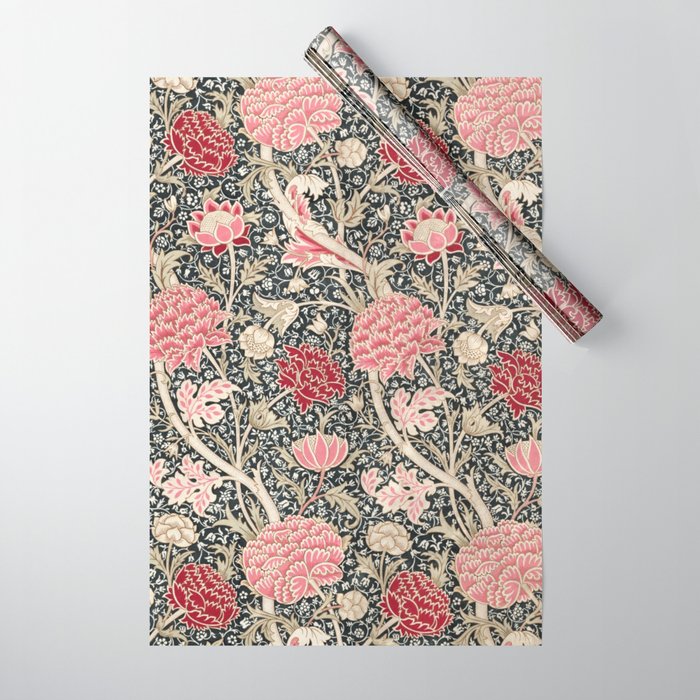 Vintage William Morris Cray Pink Floral Wrapping Paper Gallery Image 1