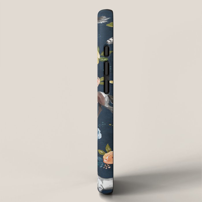 Wild Horses, Horse and Floral Print, Navy Blue, Watercolor Painting, Illustrated Horses, Flowers,  iPhone Case Gallery Image 2