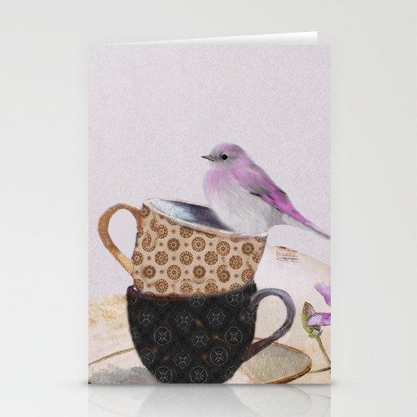 Bird in tea cup Stationery Card Gallery Image 1
