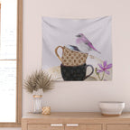 Bird in tea cup Wall Tapestry Gallery Image 2