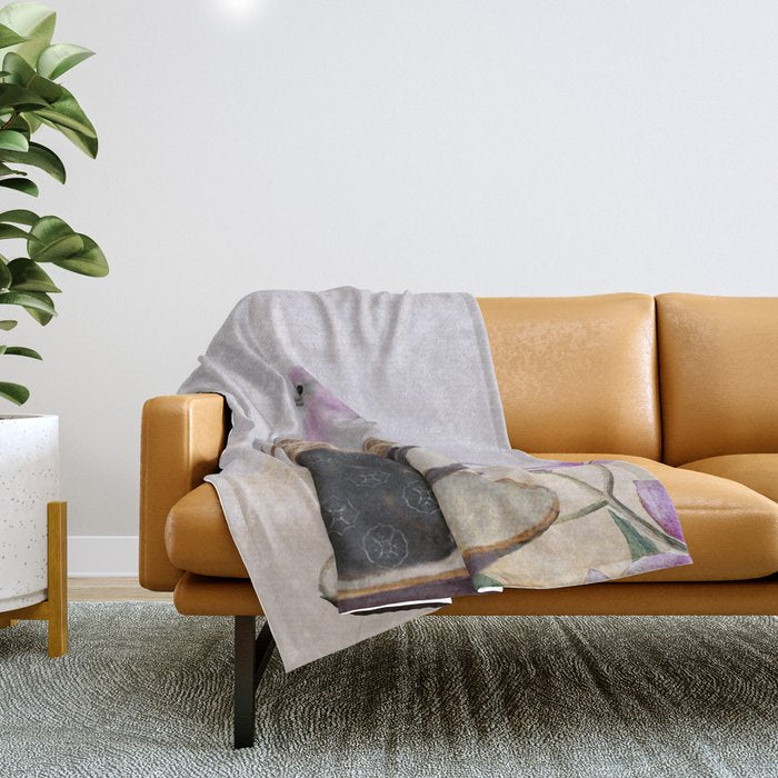 Bird in tea cup Throw Blanket Gallery Image 1