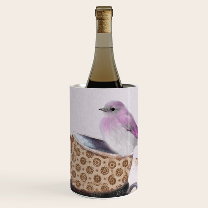 Bird in tea cup Wine Chiller Gallery Image 1