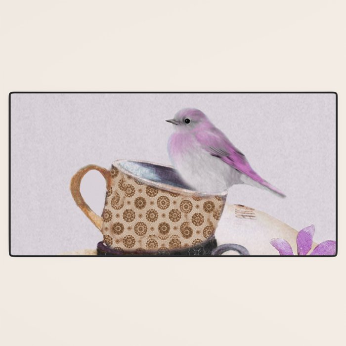 Bird in tea cup Desk Mat Gallery Image 3