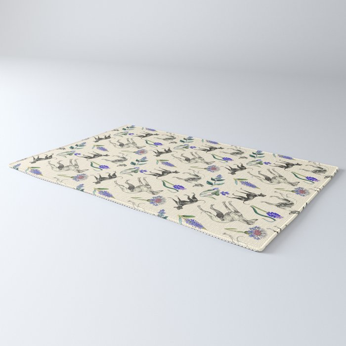 GREYHOUND DOGS and PRESSED FLOWERS Rug Gallery Image 3