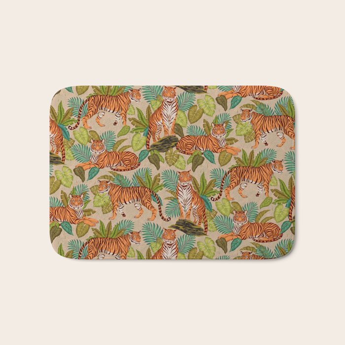 Jungle Tigers In Sand Brown Bath Mat Gallery Image 1