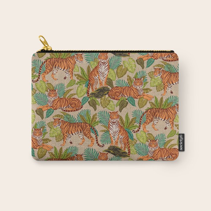 Jungle Tigers In Sand Brown Carry All Pouch Gallery Image 1