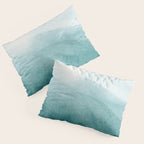 Sunrise in the mountains, dawn, teal, abstract watercolor Pillow Sham Gallery Image 3