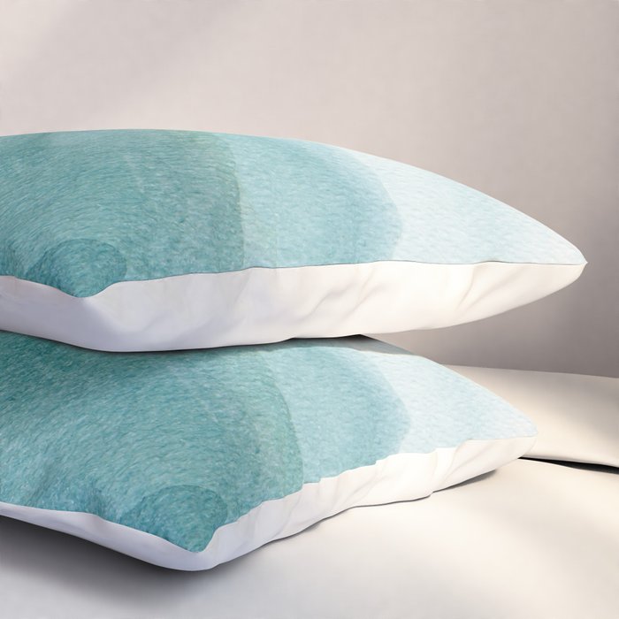Sunrise in the mountains, dawn, teal, abstract watercolor Pillow Sham Gallery Image 3