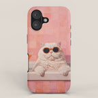 British ShortHair Cat in Tub, Colorful Whimsical Art iPhone Case Gallery Image 1