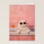 British ShortHair Cat in Tub, Colorful Whimsical Art Stationery Card Gallery Image 2