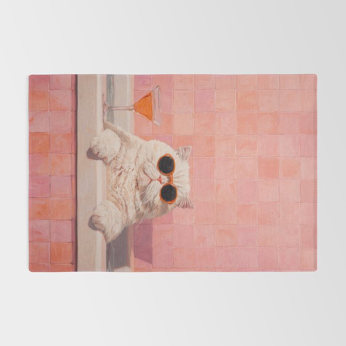 British ShortHair Cat in Tub, Colorful Whimsical Art Rug Gallery Image 2