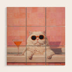 British ShortHair Cat in Tub, Colorful Whimsical Art Wood Wall Art Gallery Image 1
