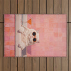 British ShortHair Cat in Tub, Colorful Whimsical Art Outdoor Rug Gallery Image 1