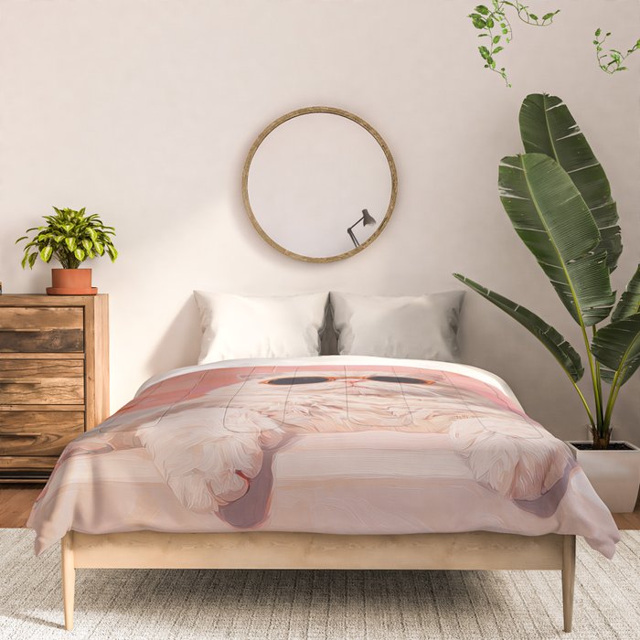 British ShortHair Cat in Tub, Colorful Whimsical Art Comforter Gallery Image 3