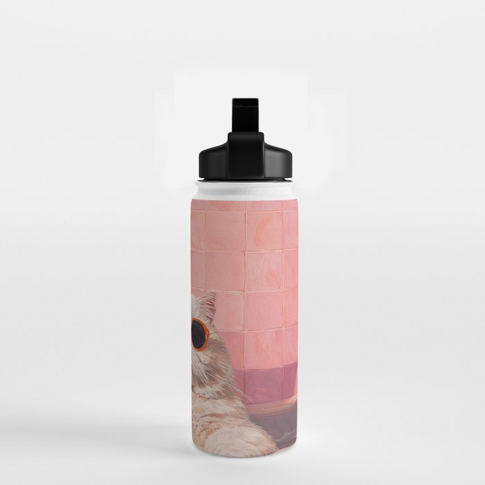 British ShortHair Cat in Tub, Colorful Whimsical Art Water Bottle Gallery Image 2