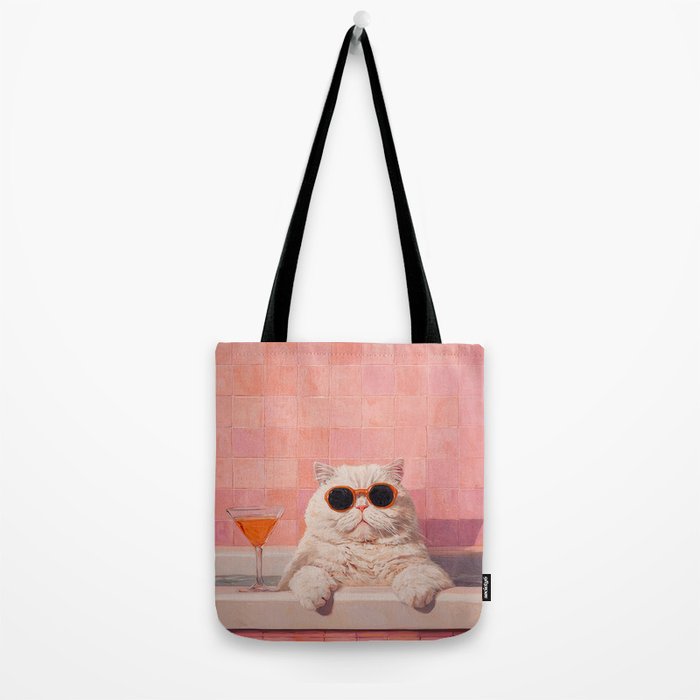British ShortHair Cat in Tub, Colorful Whimsical Art Tote Bag Gallery Image 2