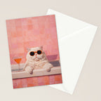 British ShortHair Cat in Tub, Colorful Whimsical Art Stationery Card Gallery Image 2