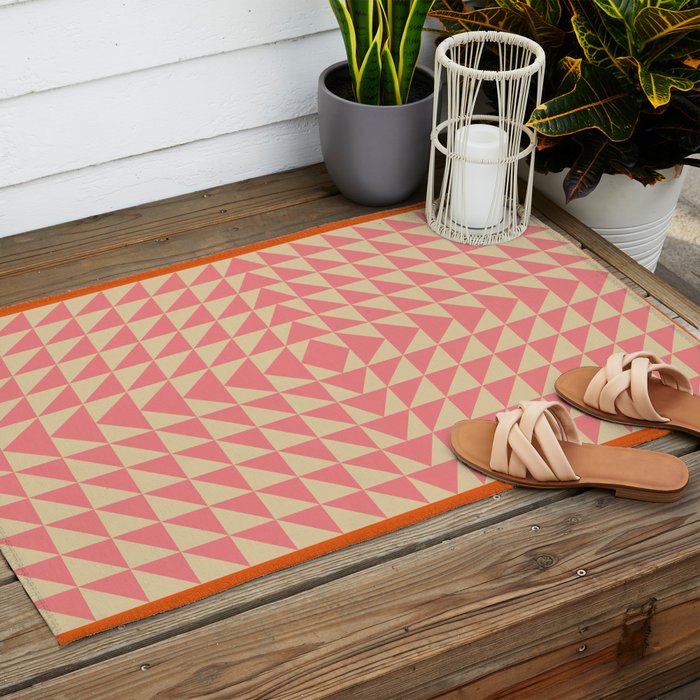 Bold Triangle Pattern in Pink and Orange Outdoor Rug Gallery Image 2