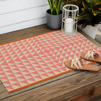 Bold Triangle Pattern in Pink and Orange Outdoor Rug Gallery Image 2