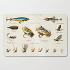Illustrated Freshwater Fish Angling baits and fishing flies chart Cutting Board Gallery Image 1