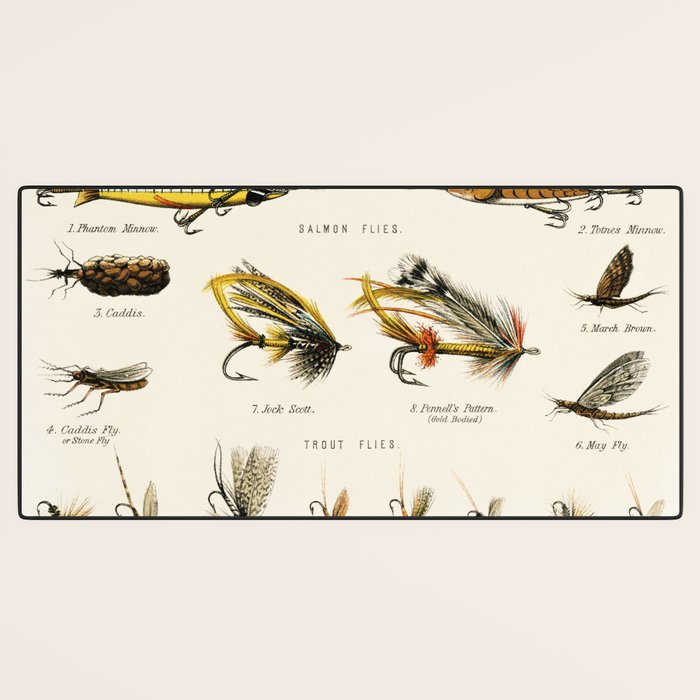 Illustrated Freshwater Fish Angling baits and fishing flies chart Desk Mat Gallery Image 3