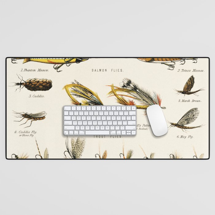 Illustrated Freshwater Fish Angling baits and fishing flies chart Desk Mat Gallery Image 1