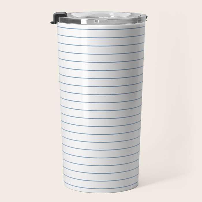 Minimal Arch XXV White and Blue Green Modern Geometric Lines Travel Mug Gallery Image 3