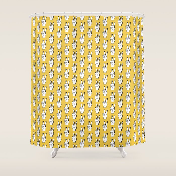 Peace Sign yellow Shower Curtain Gallery Image 1