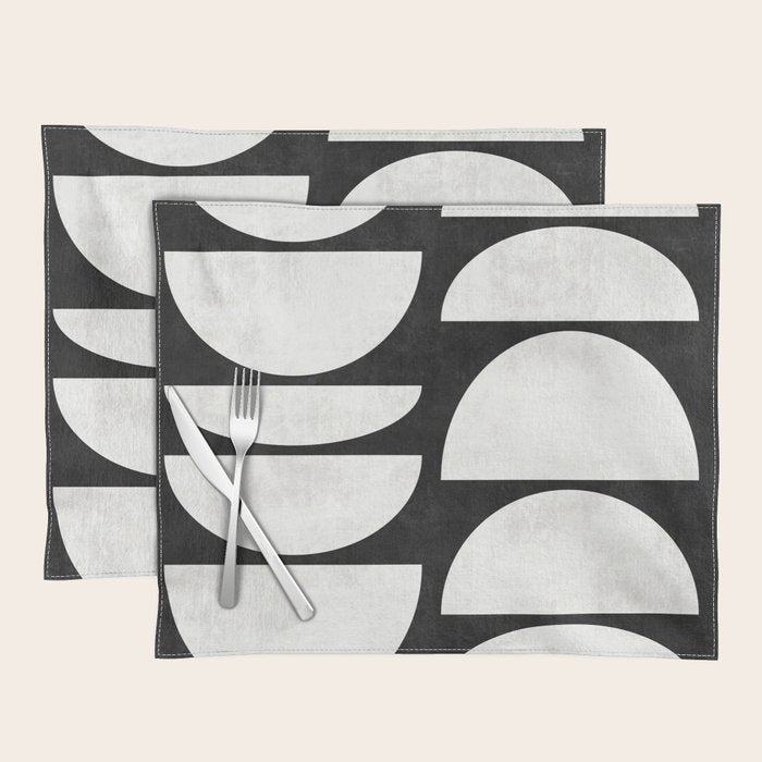 Mid-Century Modern Pattern No.8 - Black and White Placemat Gallery Image 1