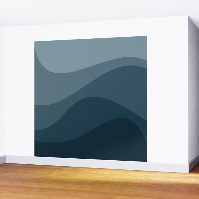 Abstract Color Waves - Blue Tones Wall Mural Gallery Image 2