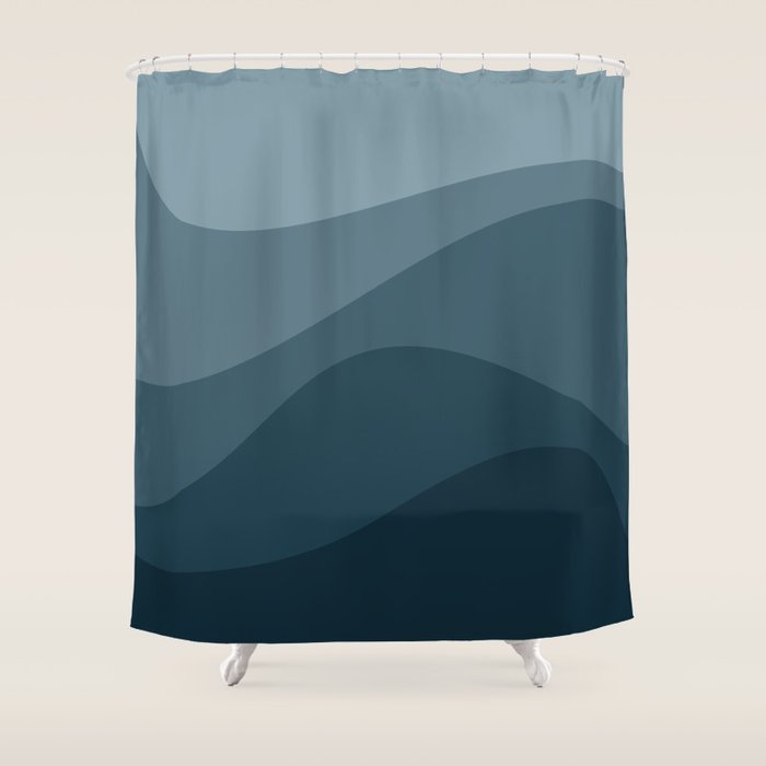 Abstract Color Waves - Blue Tones Shower Curtain Gallery Image 1