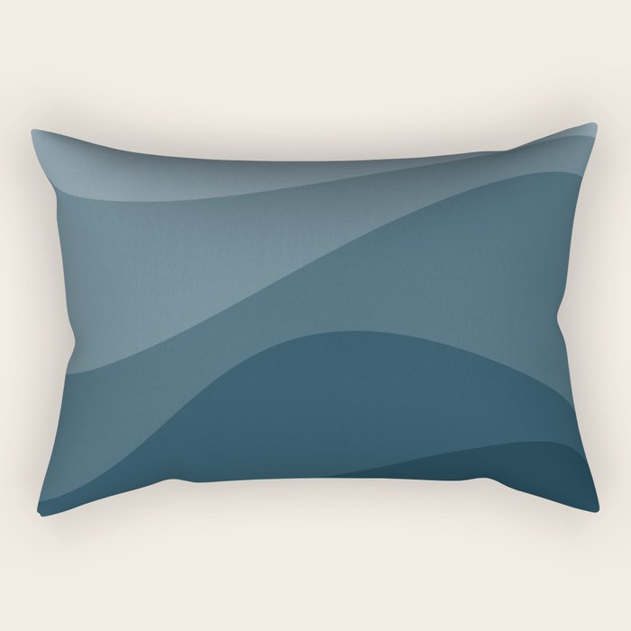 Abstract Color Waves - Blue Tones Rectangular Pillow Gallery Image 1
