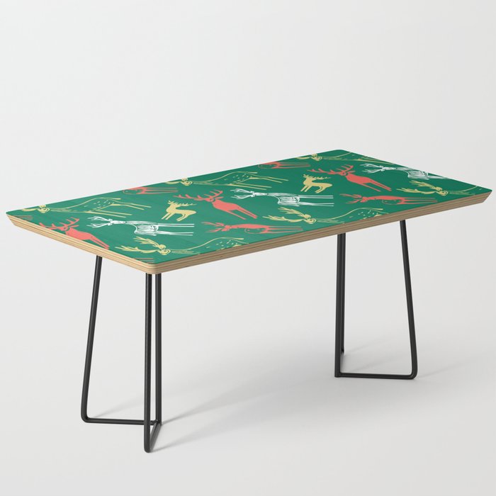 Green christmas reindeer animal pattern Coffee Table Gallery Image 1