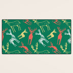 Green christmas reindeer animal pattern Desk Mat Gallery Image 3