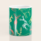 Green christmas reindeer animal pattern Coffee Mug Gallery Image 4