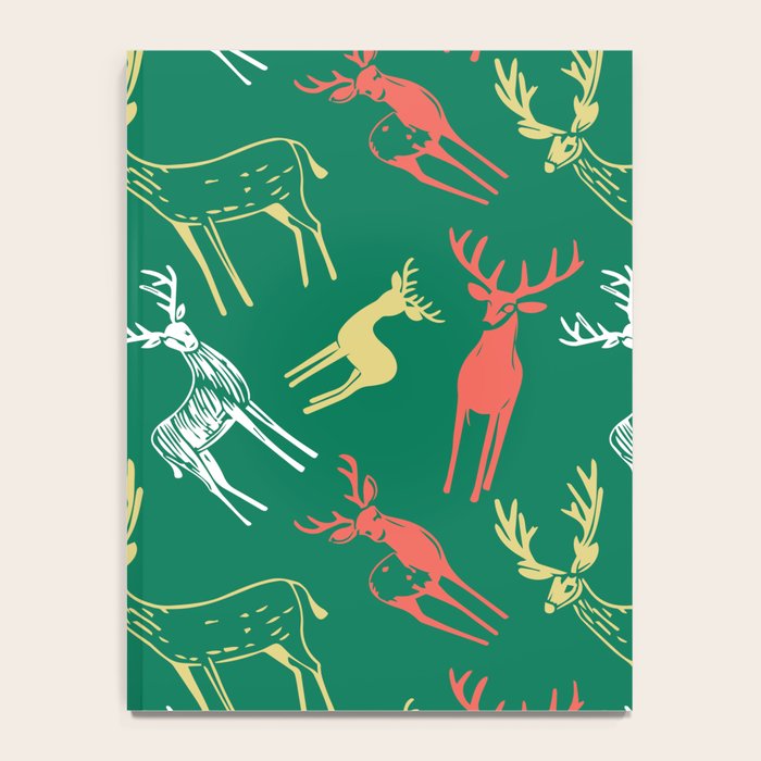 Green christmas reindeer animal pattern Notebook Gallery Image 4