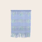 Coastal Coral Block Print in Blue and Aqua Wall Hanging Gallery Image 1