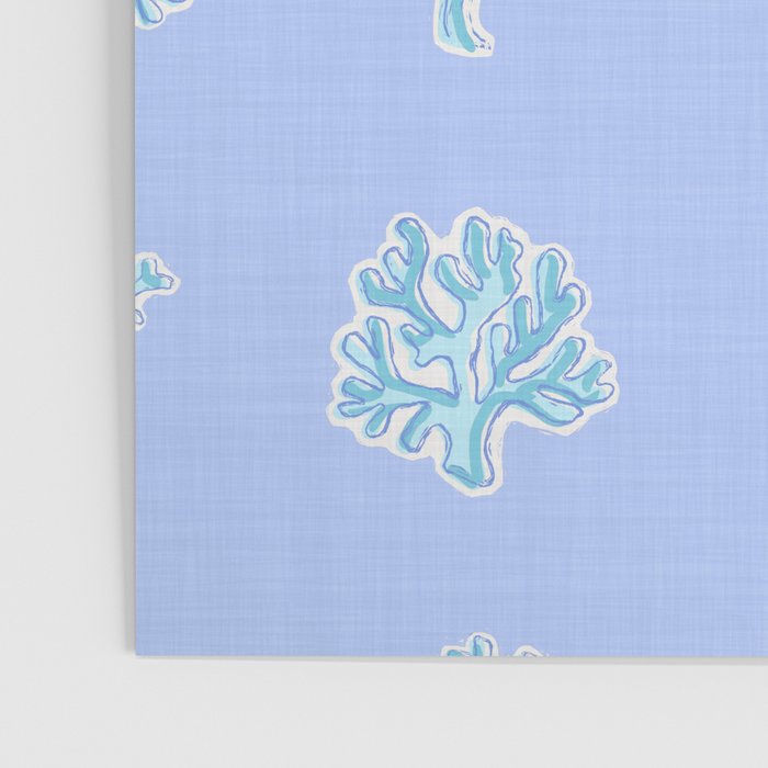 Coastal Coral Block Print in Blue and Aqua Poster Gallery Image 3
