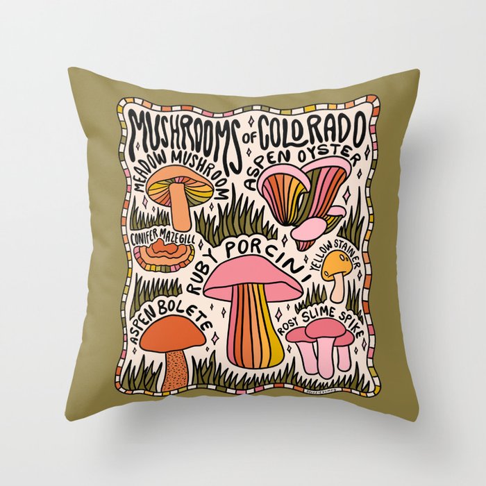 Mushrooms of Colorado Throw Pillow Gallery Image 1