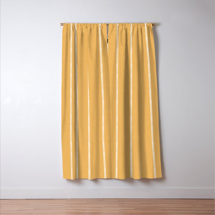 Modern Boho Serenity Stripes Butter Yellow Window Curtain Gallery Image 3